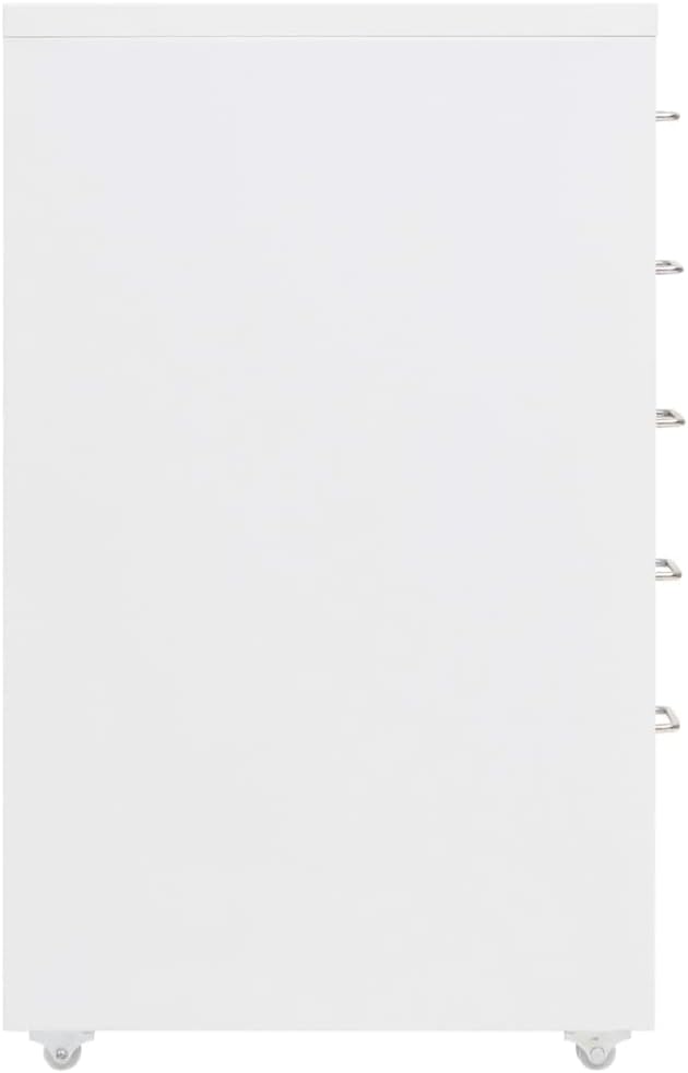 Myheimly Aktenschrank 5 Schubladen mit Rollen Weiss 28x41x69cm Aktenschrank mit Rollen Rollcontainer