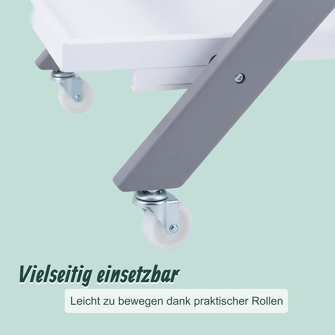 Relaxdays Servierwagen Bambus, Küchenwagen klappbar, Flaschenhalter, Rollwagen 2 Etagen, HBT: 70x44x