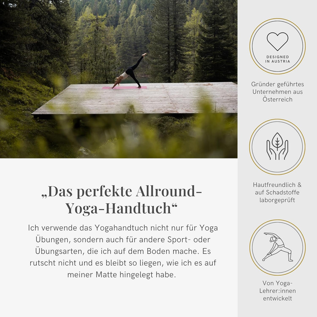 Lotuscrafts® Yoga Handtuch rutschfest für Hot Yoga oder Yogatuch Auflage für Yogamatte, Anti-Rutsch