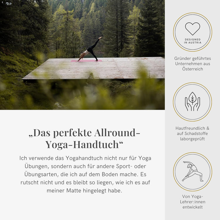 Lotuscrafts® Yoga Handtuch rutschfest für Hot Yoga oder Yogatuch Auflage für Yogamatte, Anti-Rutsch