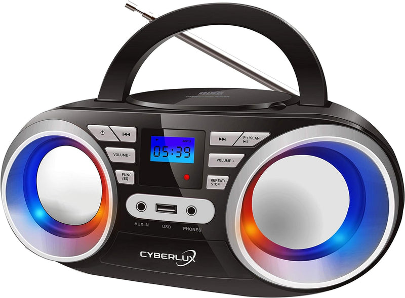 Tragbarer CD-Player | LED-Discolichter | Boombox | CD/CD-R | USB | FM Radio | AUX-In | Kopfhöreransc