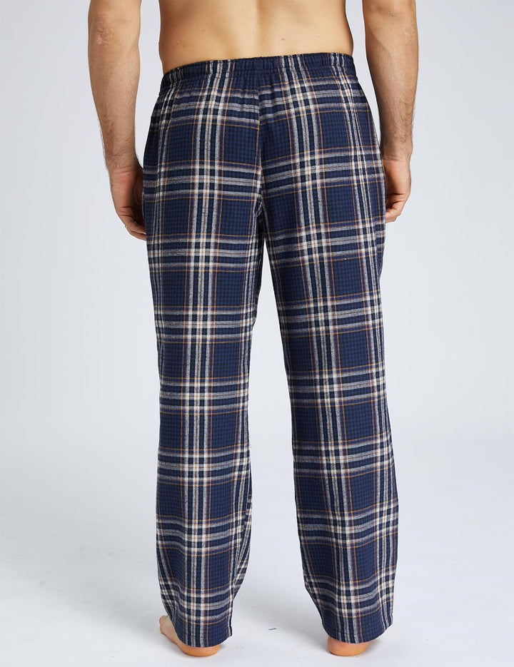 Jveyvth Herren Pyjamahose Flanell Baumwolle kariert Schlaf & Lounge Hose, PJ Hose mit Taschen und Kn