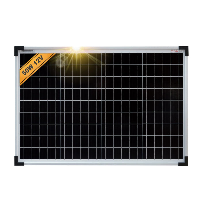 enjoy solar® Monokristallines Solar panel deal für Wohnmobil, Gartenhäuse, Boot (Mono 50W) 50W, 12V,