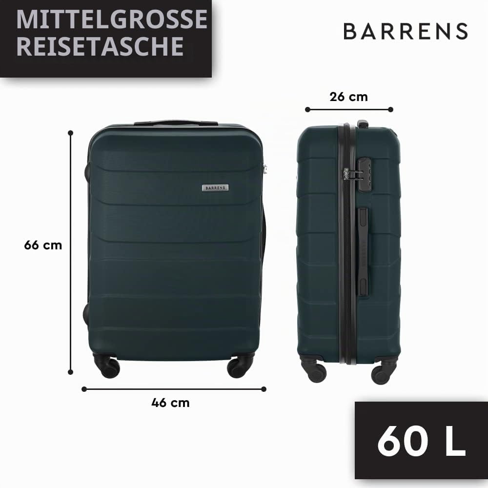 BARRENS Mittel Koffer | Aufgabegepäck | 66x46x26 cm | 60 L | Hochschlagfestes ABS-Material | Chiffri
