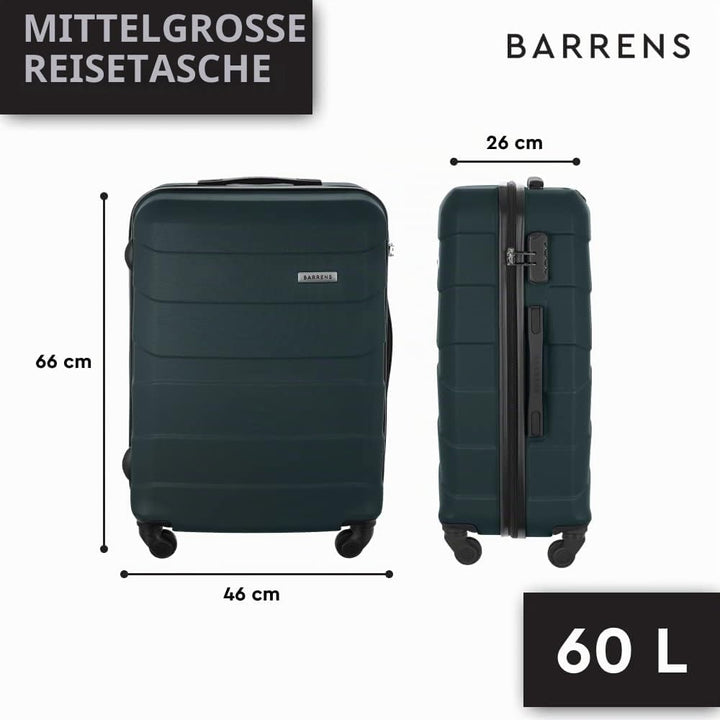 BARRENS Mittel Koffer | Aufgabegepäck | 66x46x26 cm | 60 L | Hochschlagfestes ABS-Material | Chiffri