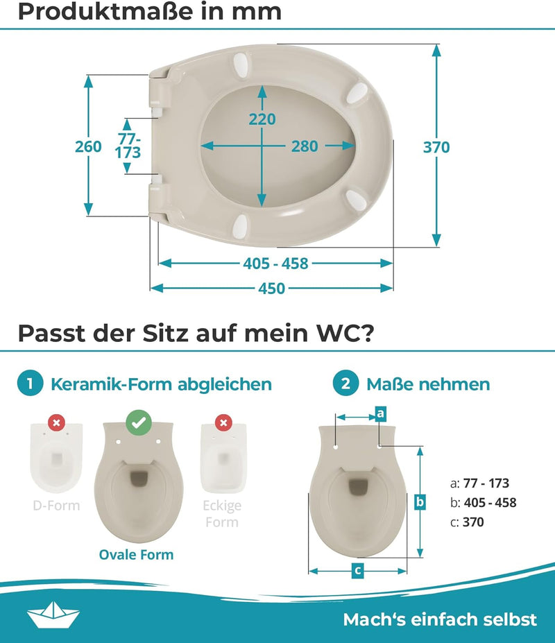 Calmwaters® Toilettendeckel mit Absenkautomatik, Made in EU, antibakterieller Klodeckel, WC Sitz, Kl