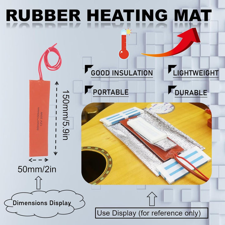 12V 20W Silikon Heizkissen 4 Stück,120-150°C Temperaturbereich Schnelle Erwärmung 50x150mm Flexible