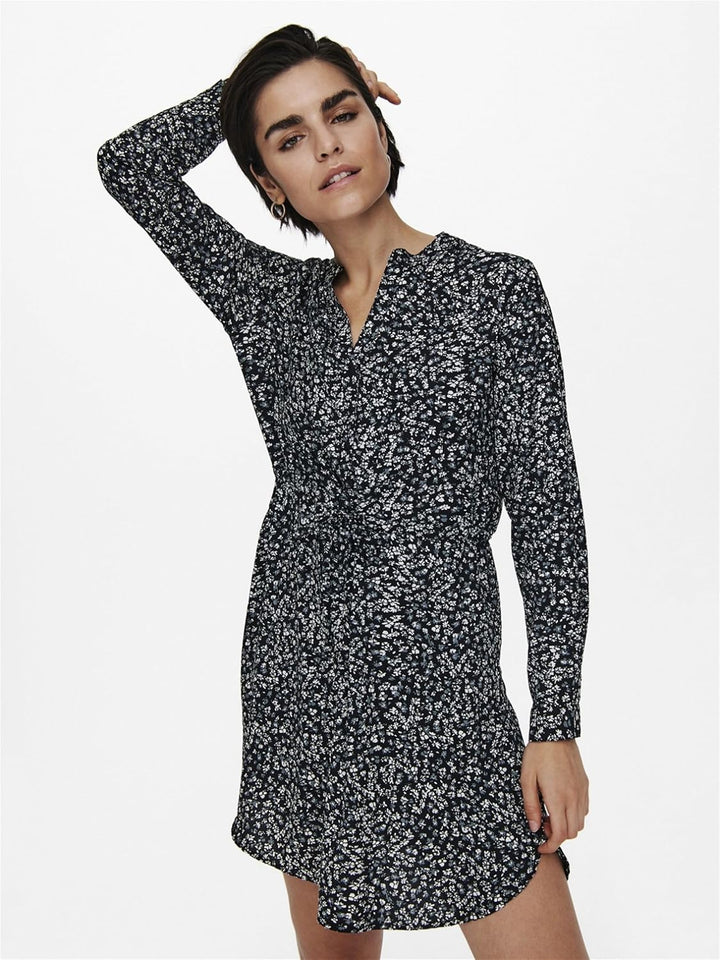 ONLY Damen Onlcory L/S V-Neck Tunic WVN Noos Tunika XS Black / Maria White Grey Disty, XS Black / Ma