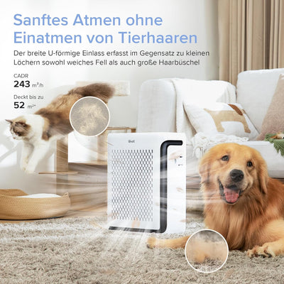 LEVOIT HEPA Luftreiniger Allergiker für 52㎡ Wohnung Raucherzimmer, 23dB Air Purifier mit Staub-&Lich