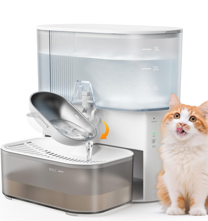 FEELNEEDY Katzenbrunnen Kabellos Ohne Filter|Trennung von Frisch und Abwasser|Trinkbrunnen für Katze