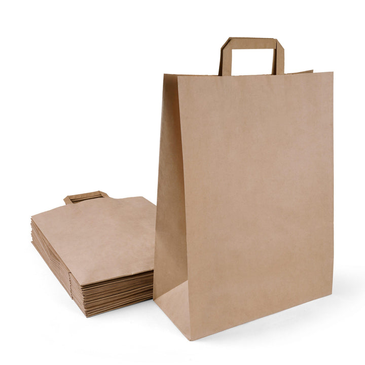 Inoverse Papiertüten mit Henkel 22+10x36 cm, Papiertragetaschen 250 Stück | Papiertaschen, Kraftpapi