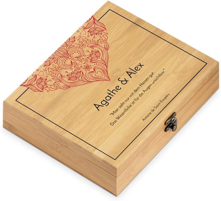 Maverton Weinöffner-Set personalisiert Weinset Sommelier Set - Geschenkbox Holzbox + 6er Weinzubehör