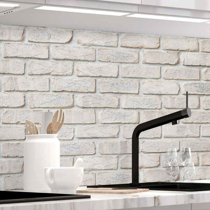 StickerProfis Küchenrückwand selbstklebend Glasoptik - GEKALKTE Wand - 1.8mm, Versteift, alle Unterg
