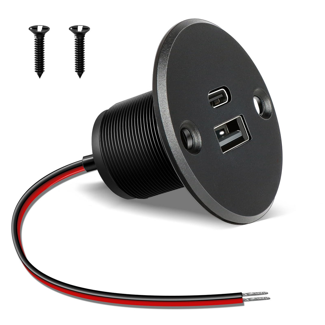 acegoo USB C Steckdose 12V Wohnmobil Ladegerät Vollaluminium, Typ C USB Anschluss PD3.0 QC3.0 KFZ Bu