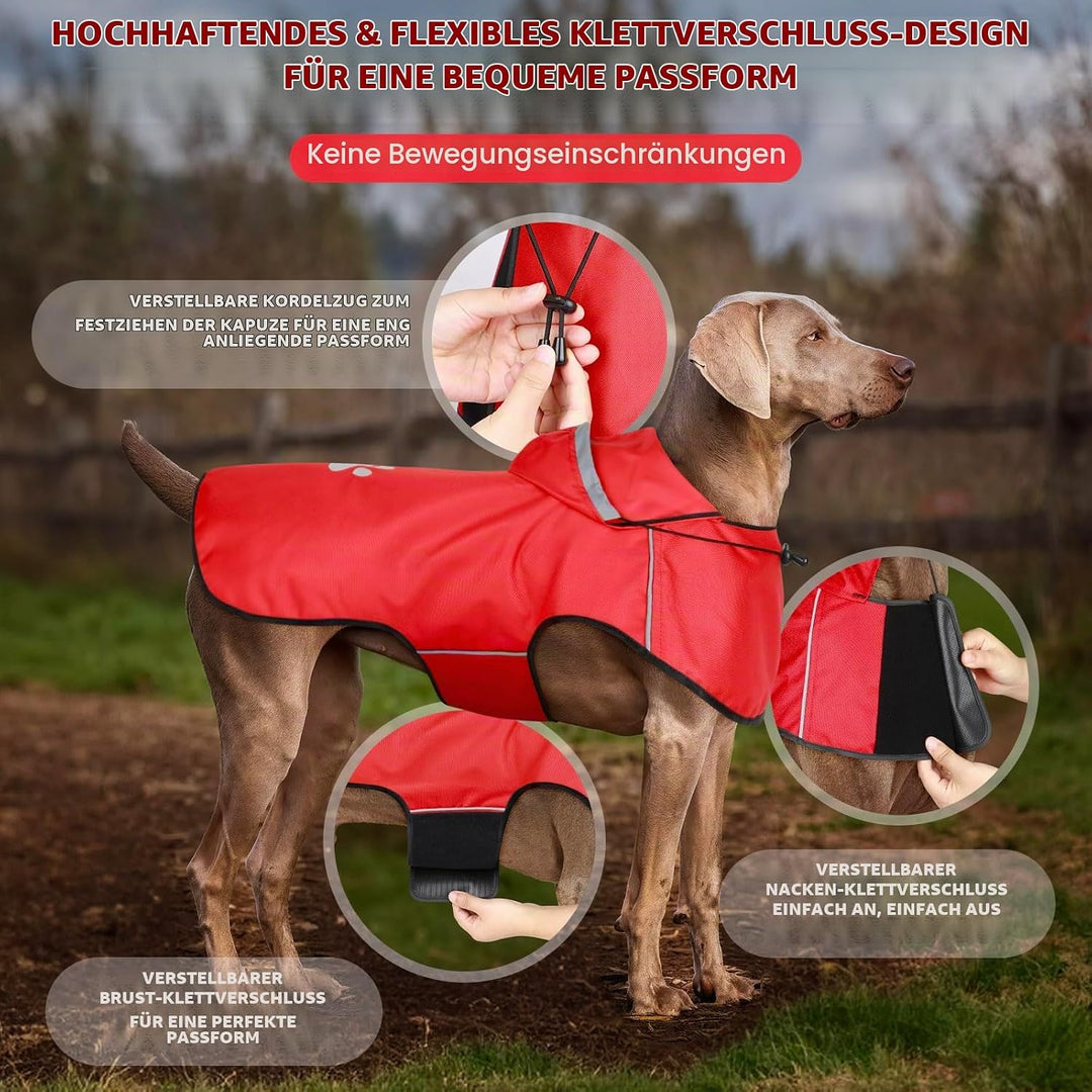 BiPawTi Regenjacke für Grosse Hunde, Verstellbarer Hunde-Regenmantel mit Klettverschluss - Ultraleic