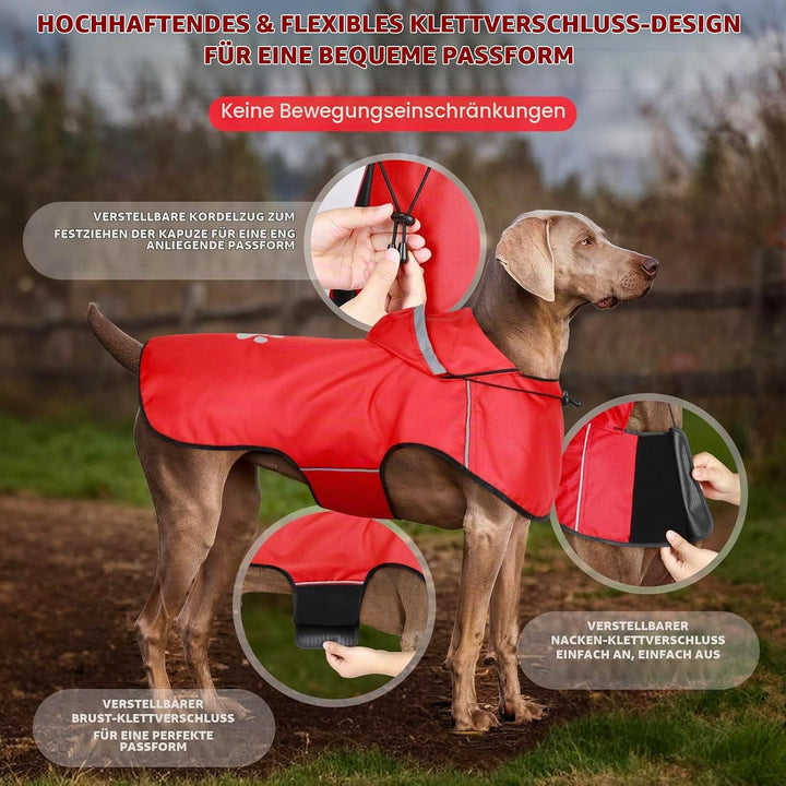 BiPawTi Regenjacke für Grosse Hunde, Verstellbarer Hunde-Regenmantel mit Klettverschluss - Ultraleic