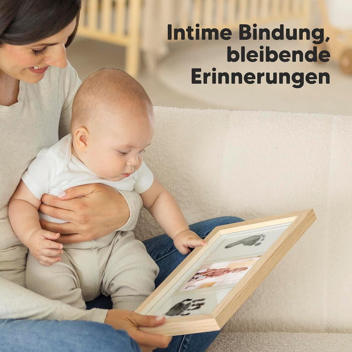 KeaBabies Tintenloses Baby Handabdruck und Fussabdruck set (Ash Wood) | No Mess Tintenauflage für Ba