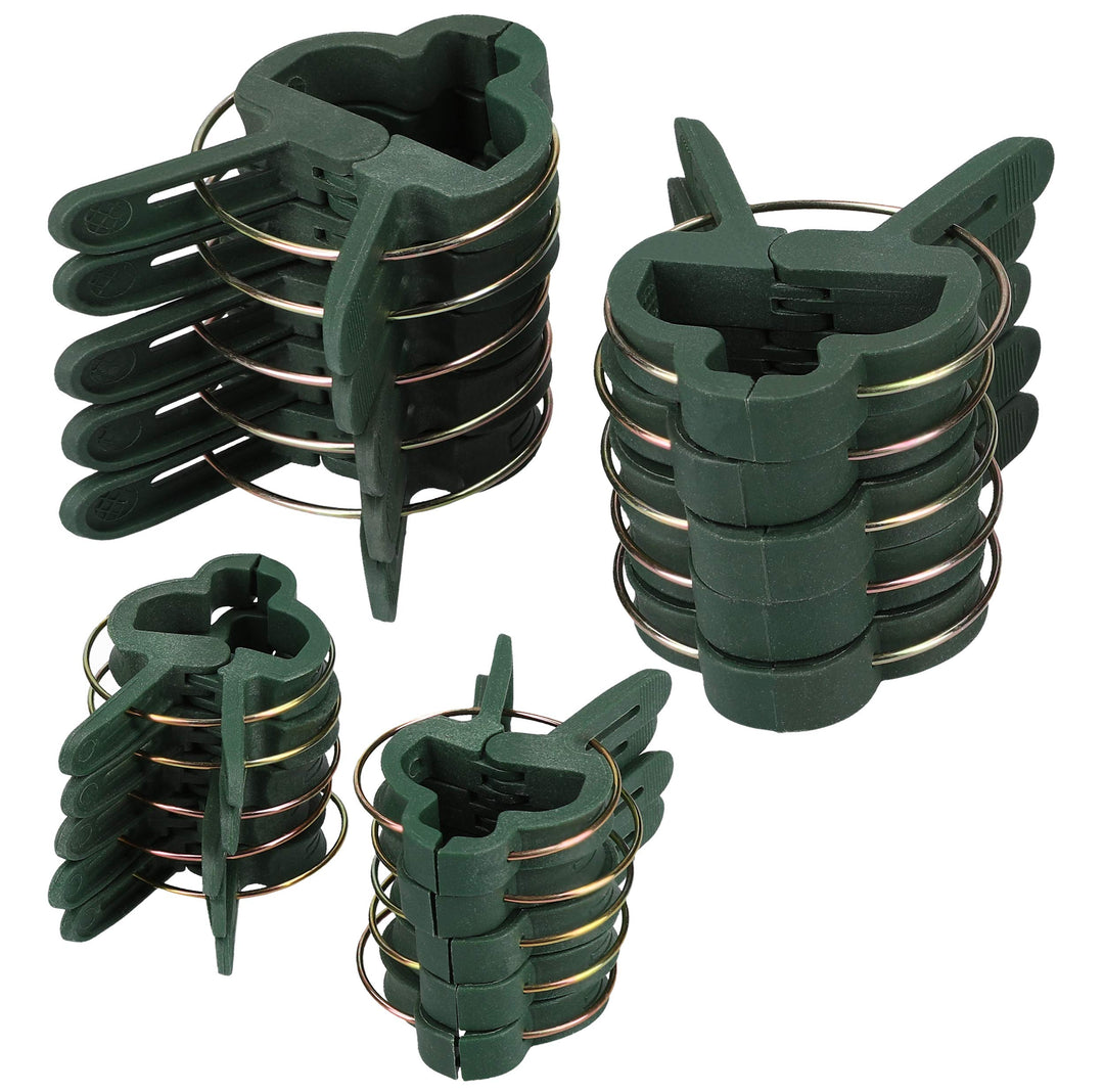 mumbi 300x Pflanzenclips Pflanzenklammern Pflanzenhalter Pflanzenbinder in 2 Grössen, Gartengrün Kle