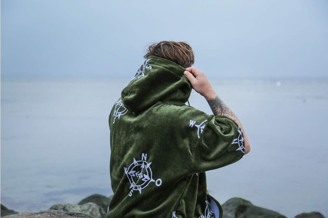 ATLANTIC SHORE | Surf Poncho | Badeponcho mit Kapuze aus 100% Baumwolle | Unisex | Special Editions