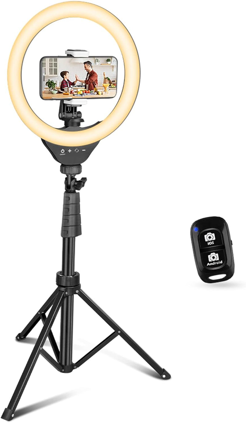 UBeesize Ringlicht mit Stativ, 10”Selfie Ringlicht mit 62”Stativ Berührungssteuerung und Bluetooth-F