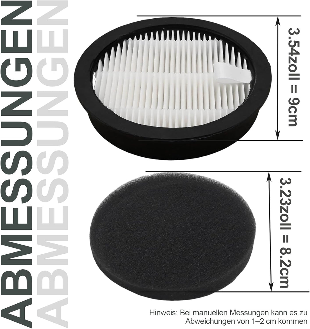 2er-Pack HEPA Ersatzfilter Set, 2 Filter mit 2 Schwämmen, Zubehör für Laresar Elite 3 Akku Staubsaug
