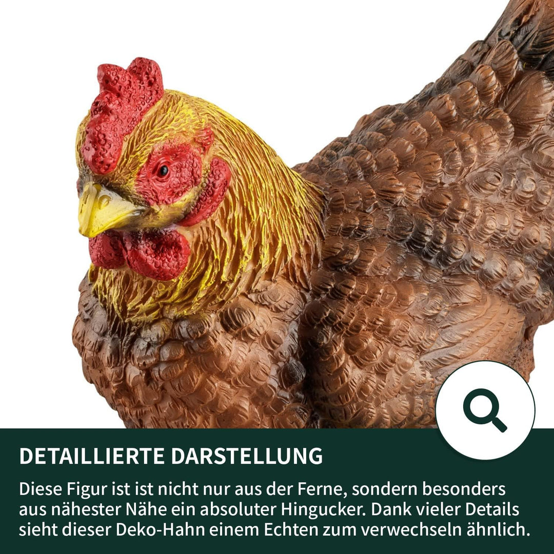 VERDOBA Garten Figur Huhn aus Kunstharz, weiss, handbemalt - Henne Dekofiguren Garten Deko Gartenfig