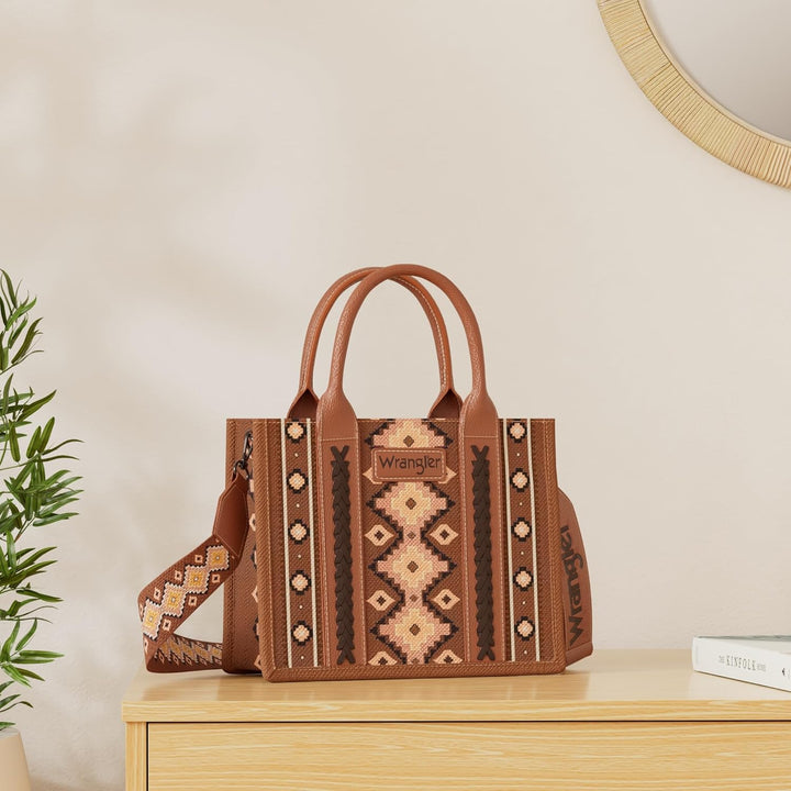 Wrangler Aztec Tote Bag for Women Boho Shoulder Purses and Handbags Angel Diamond Oakwood (Gitarreng