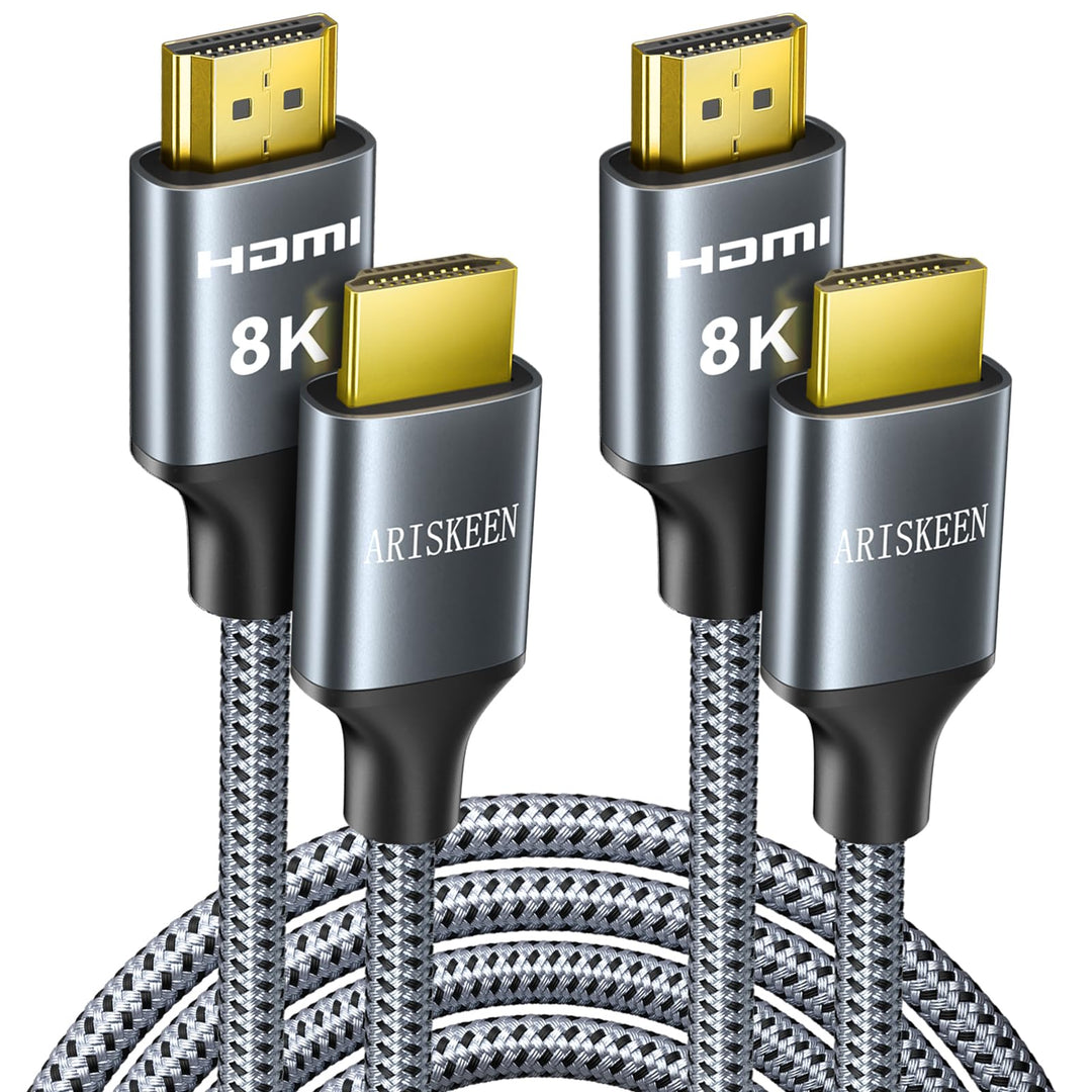 ARISKEEN 8K HDMI 2.1 Kabel 2M 2 Stück, 48Gbps High Speed Nylon Geflochtenes HDMI Kabel, Unterstützt