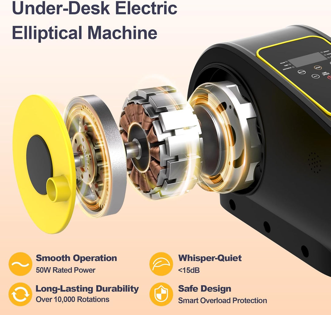 Ellipsentrainer Unter dem Schreibtisch, Elektrischer Pedaltrainer für Senioren, Leise & Tragbar, 15