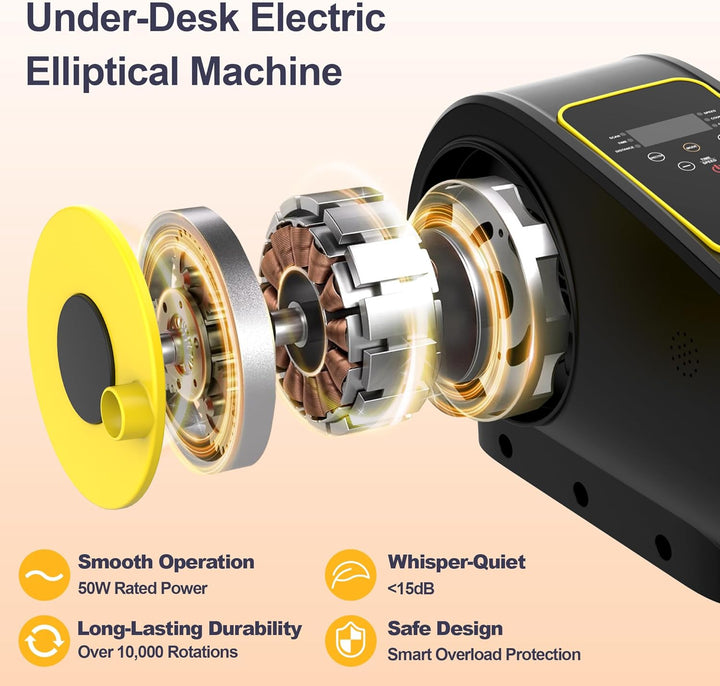 Ellipsentrainer Unter dem Schreibtisch, Elektrischer Pedaltrainer für Senioren, Leise & Tragbar, 15