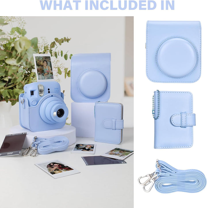 HIYQIN Kamera Tasche Kompatibel mit Fujifilm Instax Mini 12, Ästhetisch Kunstleder Hülle mit Mini Fo