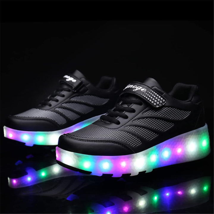 Kinderroller mit LED Licht | Automatisch Einziehbar & Abnehmbare Vorderreifen | Outdoor-Spiel-Schuhe