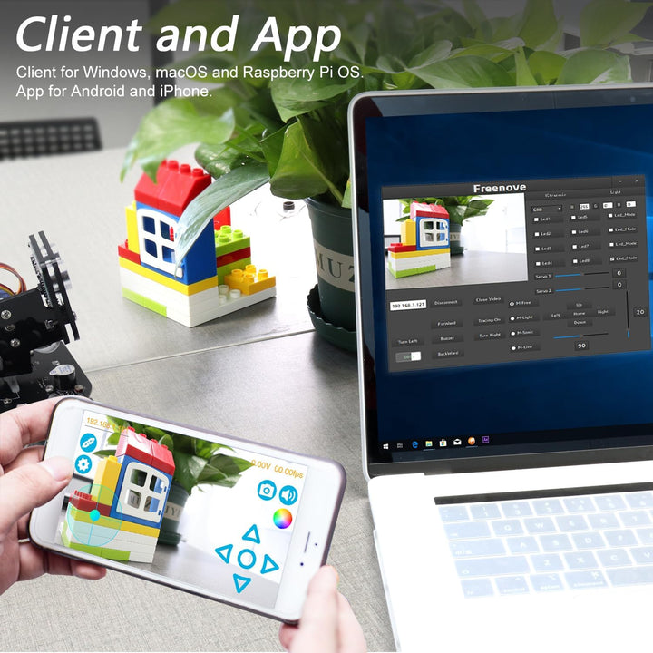 Freenove Mecanum Wheel Car Kit for Raspberry Pi 5 4 B 3 B+ B A+, Face Tracking, Line Tracking, Light