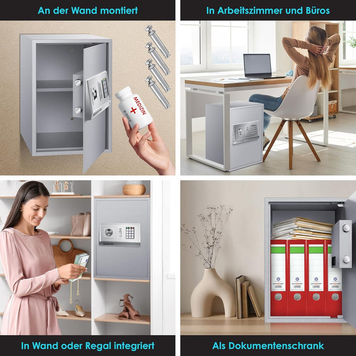 KESSER® Elektr. Tresor | 50x35x34,5 XXL | Türstärke 4mm | Elektronischer Safe | Doppelbolzenverriege