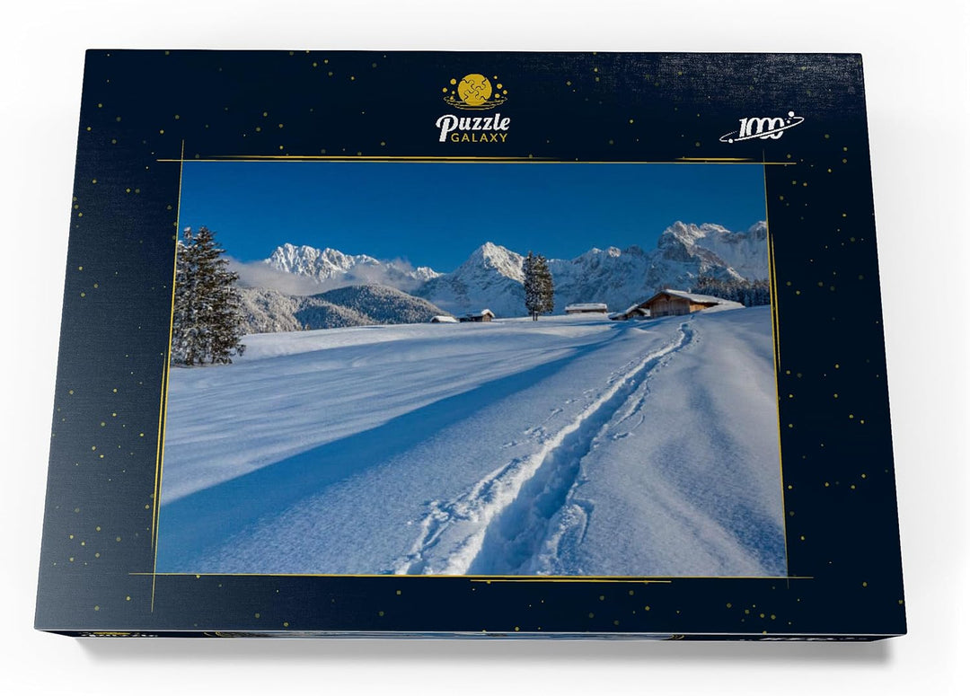 Buckelwiesen bei Mittenwald gegen Wörner (2474m) und Karwendelgebirge - Premium 1000 Teile Puzzle -