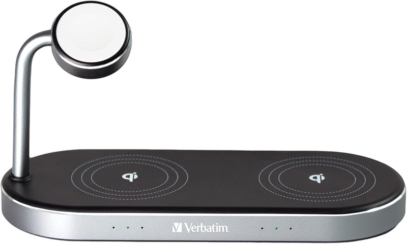 Verbatim 3-in-1 Qi MFi Dual Wireless Charger WCS-03, für iPhone, Apple Watch & Qi-fähige Geräte, Han