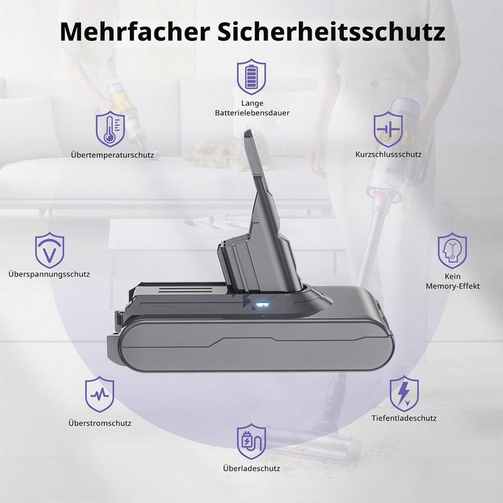 V8 Akku für Dyson, Ersatzakku für Dyson SV10 4600mAh Kompatibel mit V8 Absolute Animal Fluffy Motörh