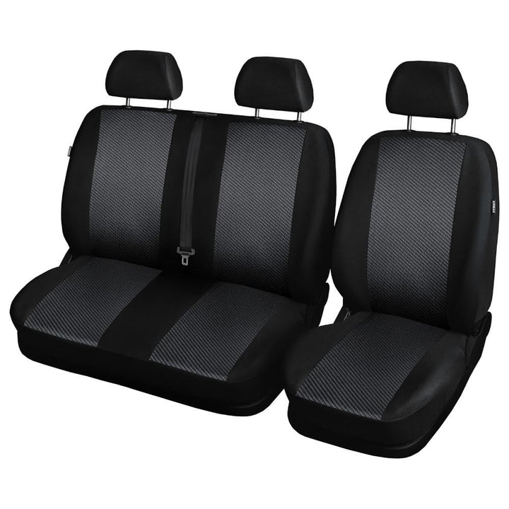 Mossa Passgenaue Sitzbezüge passend für VW Transporter T6 Van 2015-2019 R2 Schwarz R2 Transporter T6