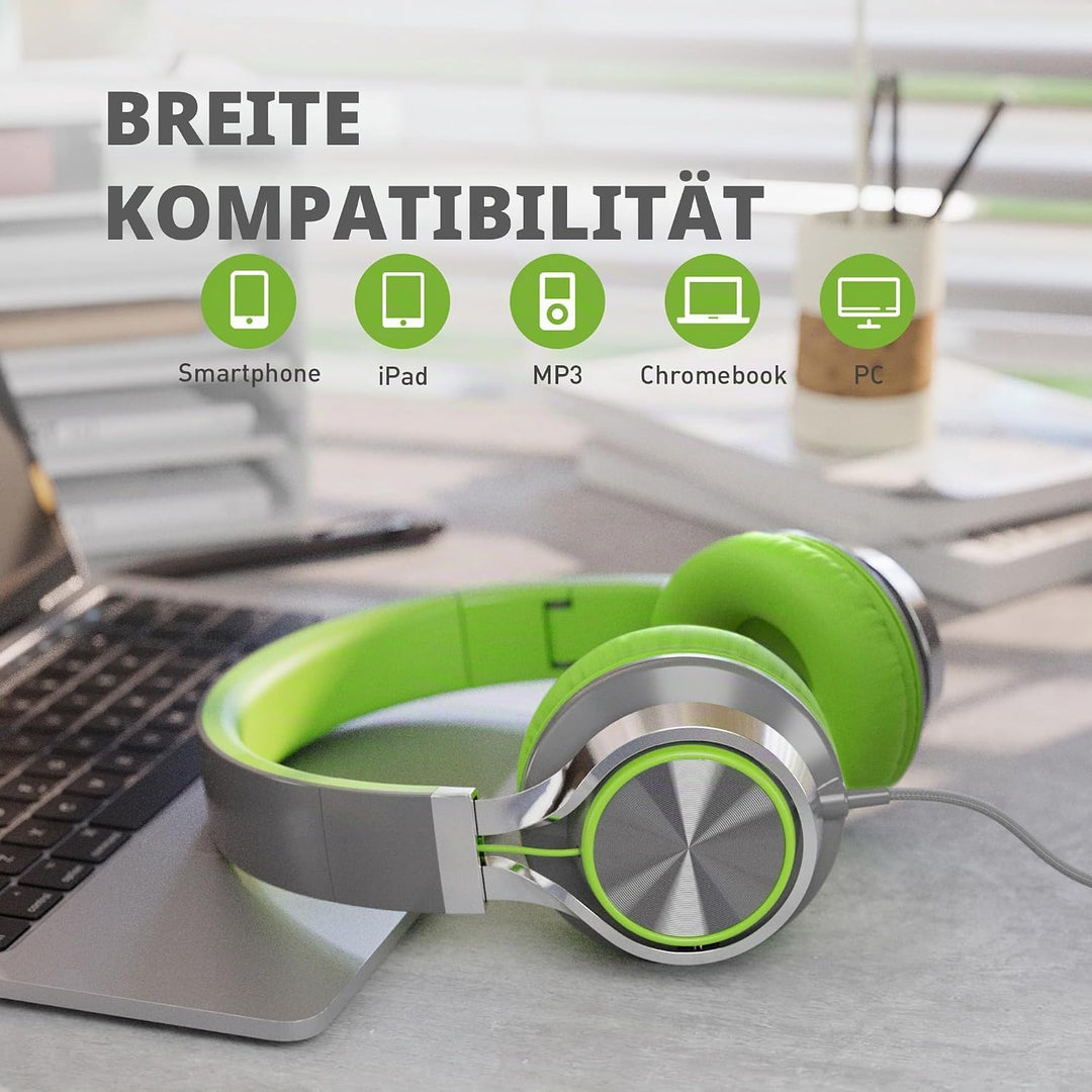 AILIHEN C8 Kopfhörer mit Kabel Mikrofon und Lautstärkeregler Faltbar 3,5mm Headsets On-Ear für Smart