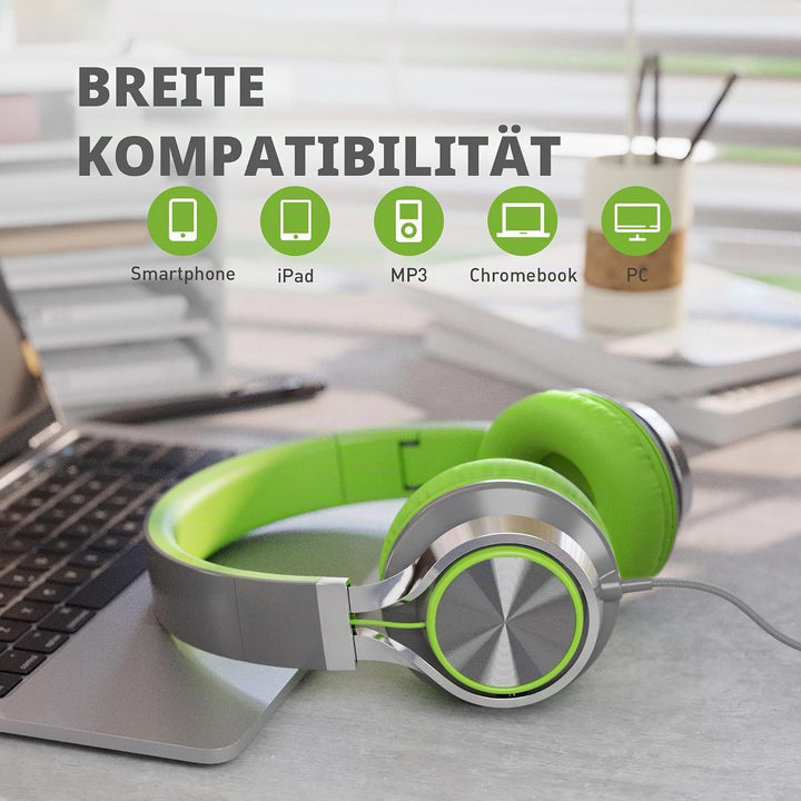 AILIHEN C8 Kopfhörer mit Kabel Mikrofon und Lautstärkeregler Faltbar 3,5mm Headsets On-Ear für Smart