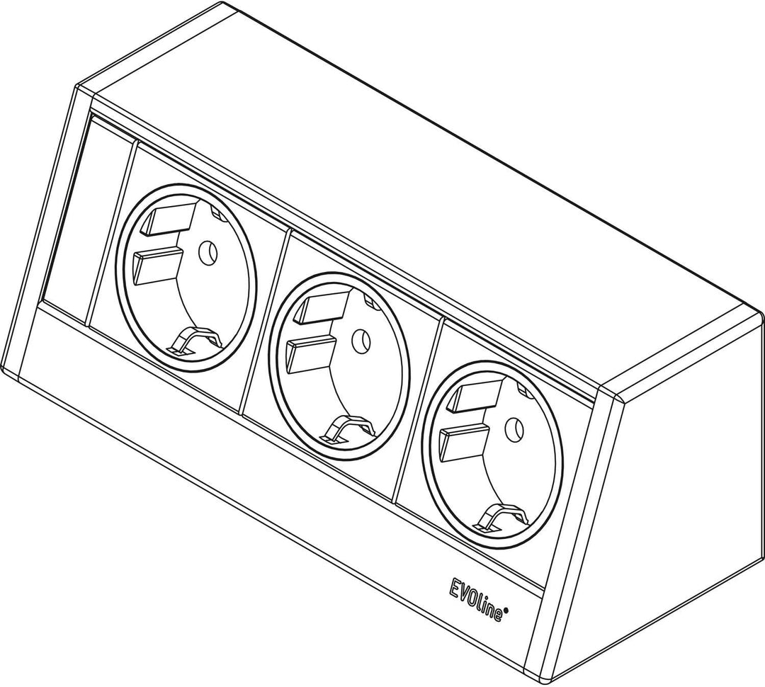 EVOline 159800015000 Steckdosenelement R-Dock 3 x Schuko alufarbig, schwarz 3x Schuko, alufarbig, 3x