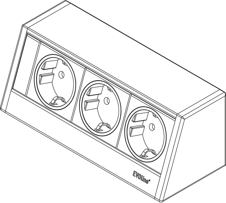EVOline 159800015000 Steckdosenelement R-Dock 3 x Schuko alufarbig, schwarz 3x Schuko, alufarbig, 3x