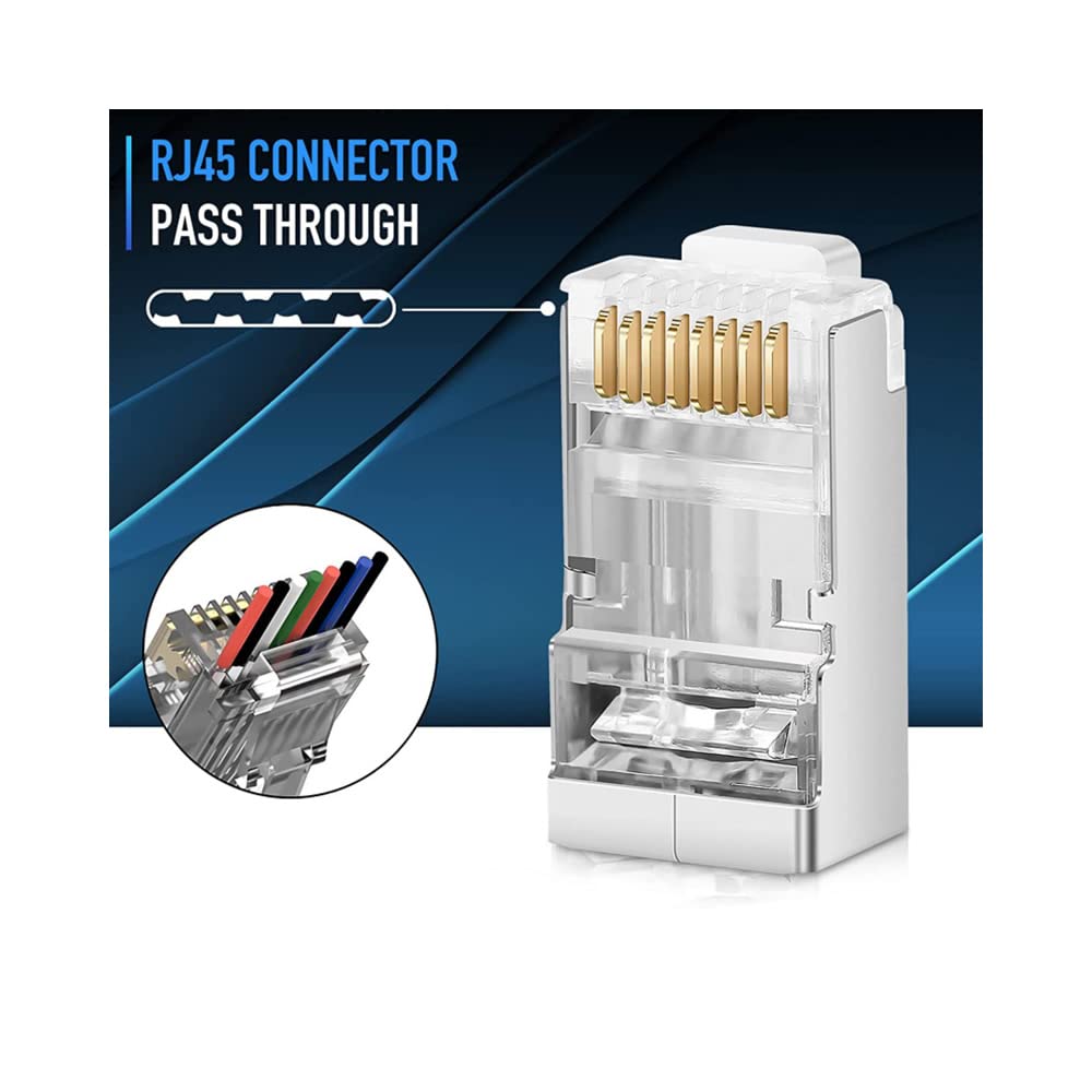 VIVOCH Cat6 RJ45 Pass-Through-Steckverbinder - 50 Stück Metallgeschirmte FTP 8P8C Modulare Netzwerks