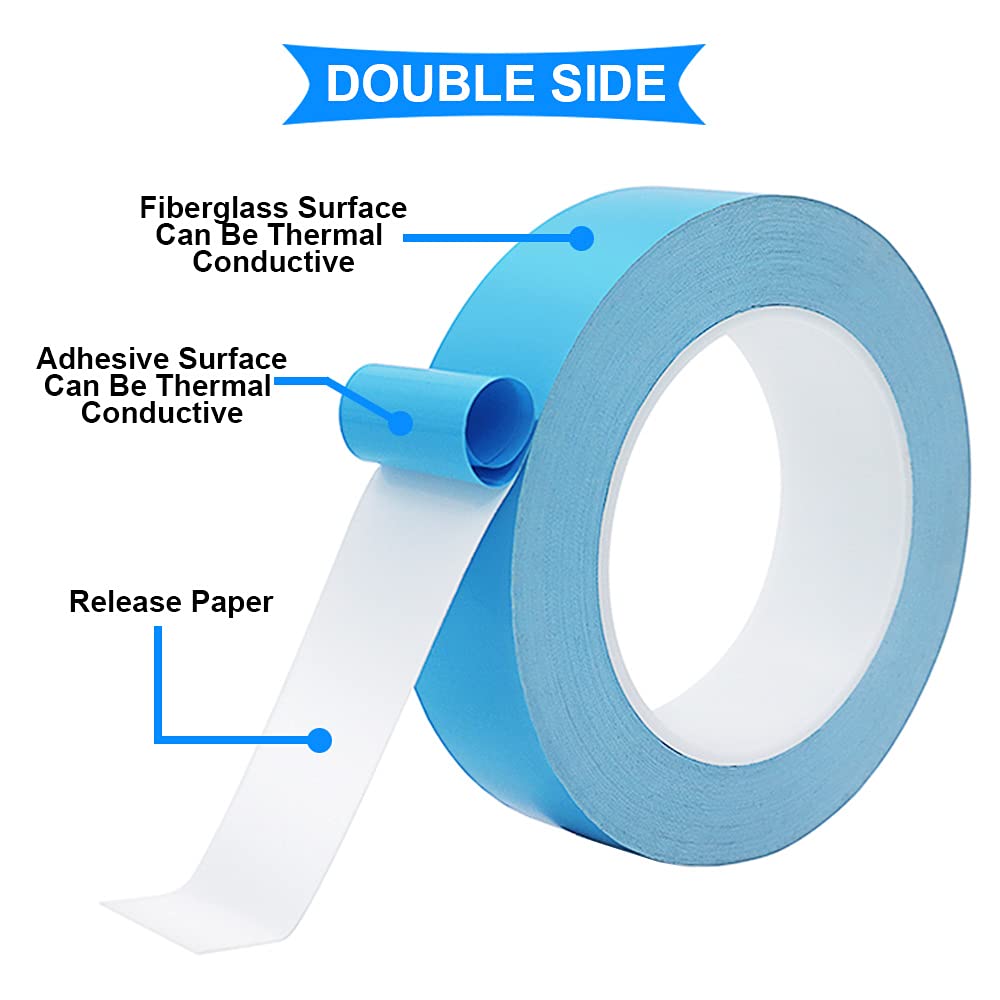 40mm x 25m Wärmeleitfähiges Doppelseitiges Klebeband Wärmeleitklebeband Kühlband für Kühlkörper, LED