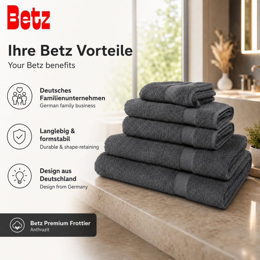 Betz 5-TLG. Handtuch-Set Premium 100% Baumwolle 1 Duschtuch 2 Handtücher 1 Gästetuch 1 Waschhandschu
