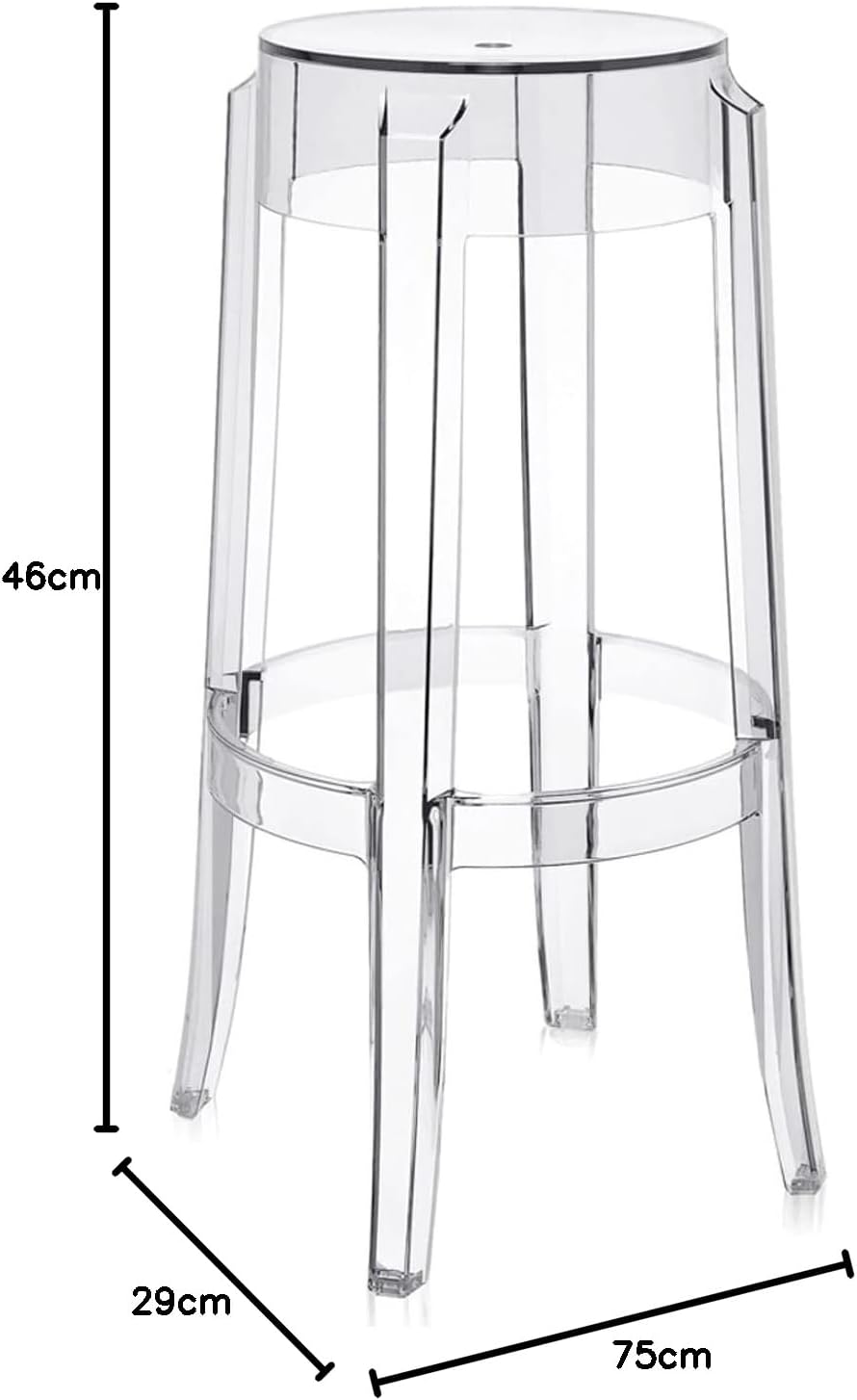 Kartell Charles Ghost, Hocker Large, H. 75 cm, Glasklar, 2er-Satz H. 75 Glasklar, H. 75 Glasklar