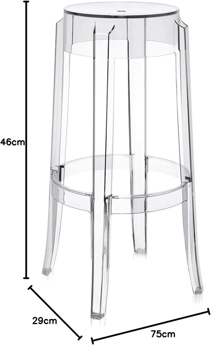 Kartell Charles Ghost, Hocker Large, H. 75 cm, Glasklar, 2er-Satz H. 75 Glasklar, H. 75 Glasklar