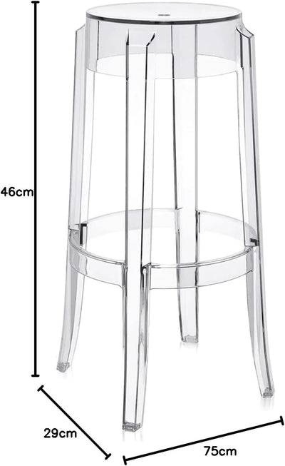 Kartell Charles Ghost, Hocker Large, H. 75 cm, Glasklar, 2er-Satz H. 75 Glasklar, H. 75 Glasklar