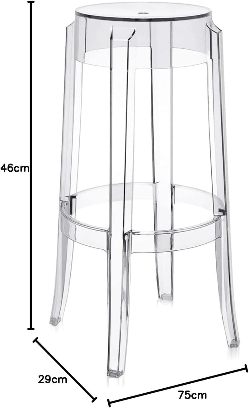 Kartell Charles Ghost, Hocker Large, H. 75 cm, Glasklar, 2er-Satz H. 75 Glasklar, H. 75 Glasklar