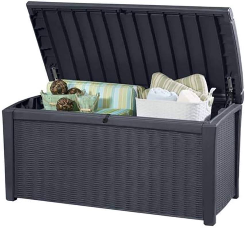 Keter 7290103665449 Chalet et Jardin Rio Truhe Harz Anthrazit-Grau 129,5 x 70 x 62,5 cm